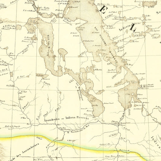 Vintage Map of the Upper Missouri River, 1825