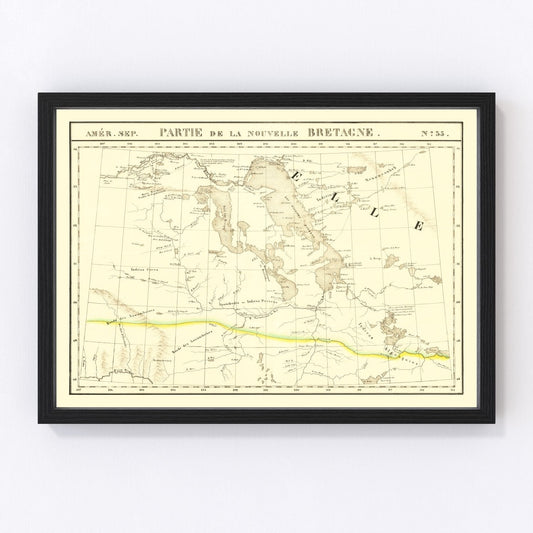 Vintage map of the Upper Missouri River, 1825