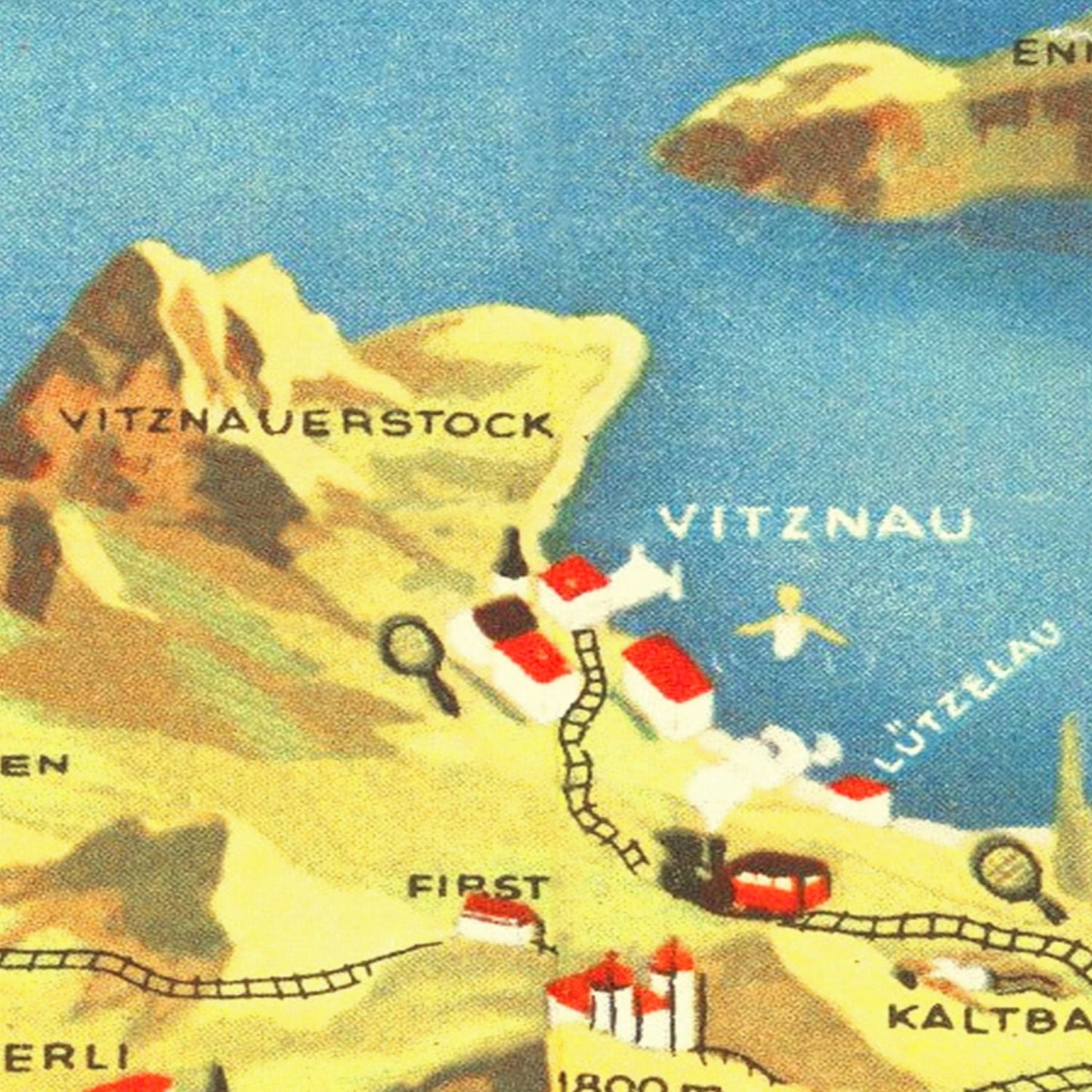 Vintage Map of Lake Lucerne, Switzerland, 1938