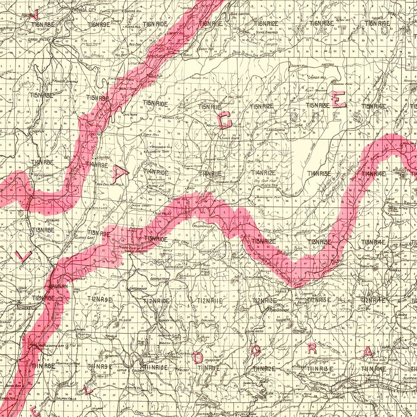 Vintage Map of Lake Tahoe, 1914