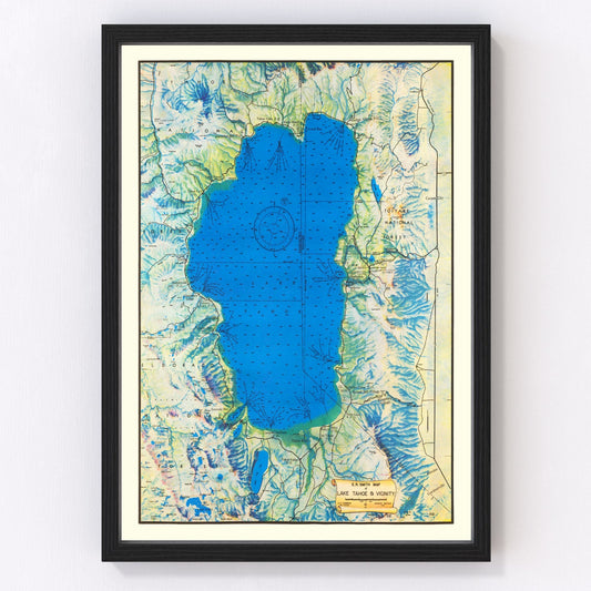 Vintage map of Lake Tahoe, 1947