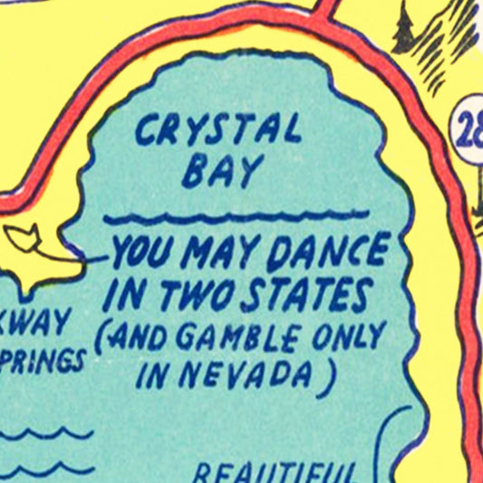 Vintage Map of Lake Tahoe, California, 1947