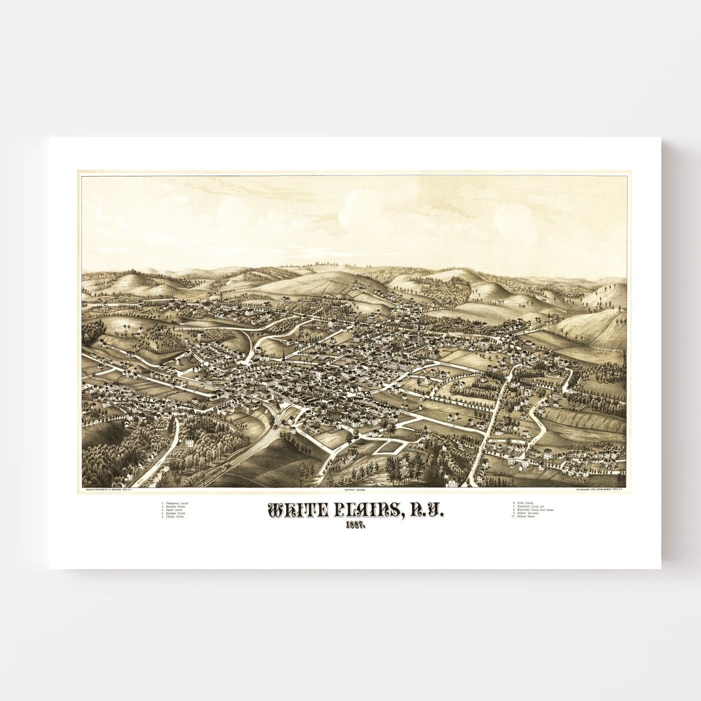 Vintage Map of White Plains, New York 1887