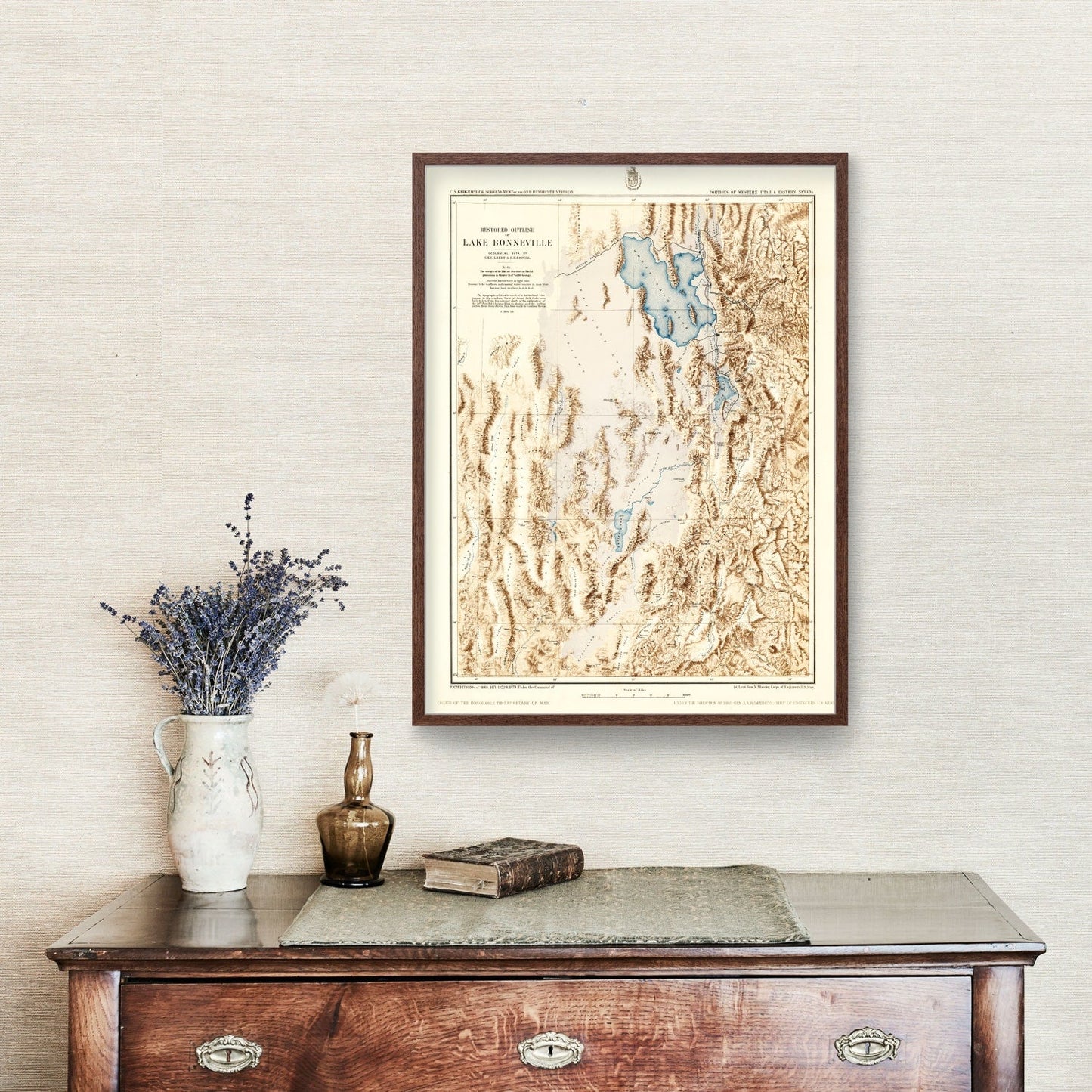Vintage Map of Lake Bonneville, Utah, 1877