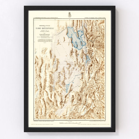 vintage map of Lake Bonneville, Utah, 1877