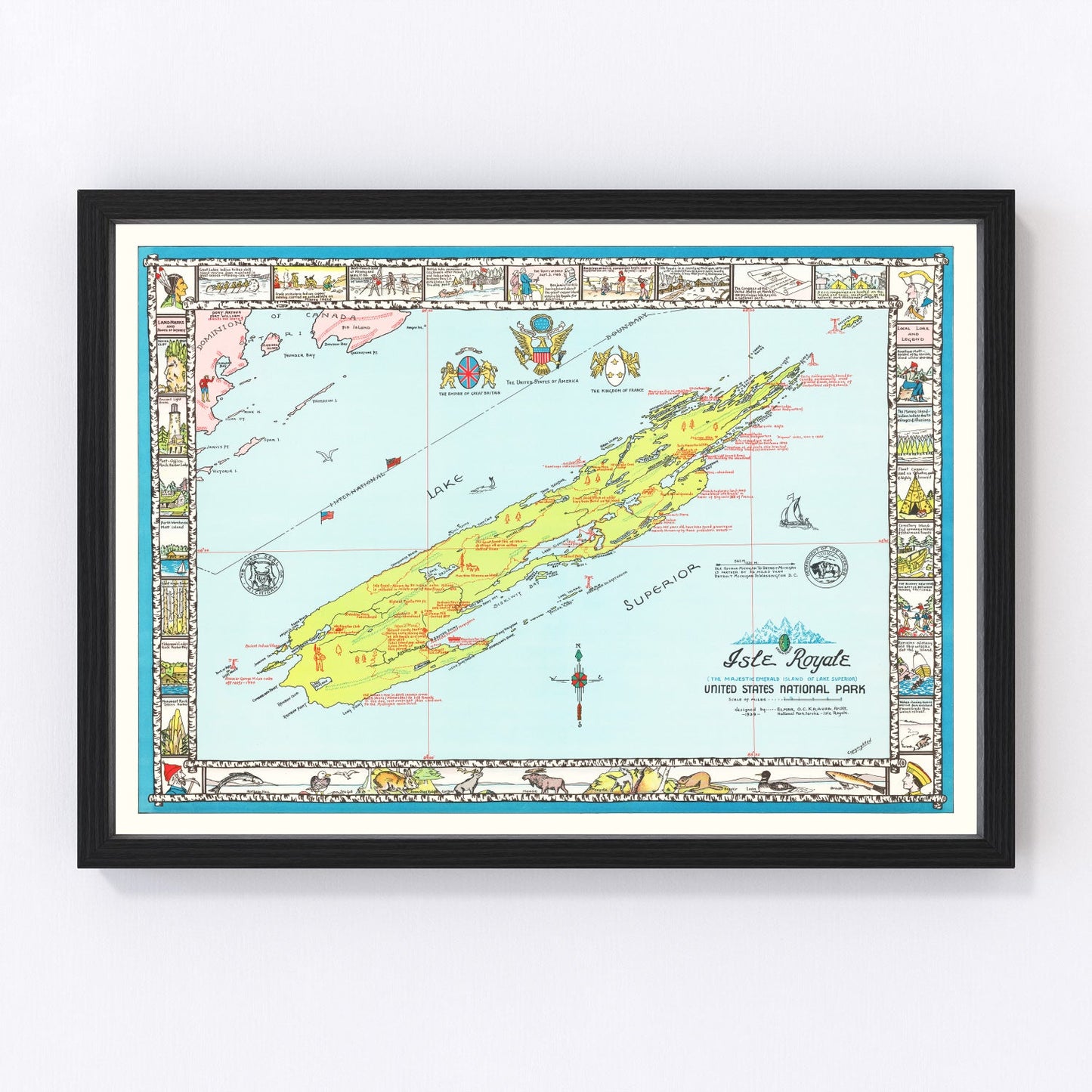 Vintage map of Isle Royale, Keweenaw County, Michigan, 1939