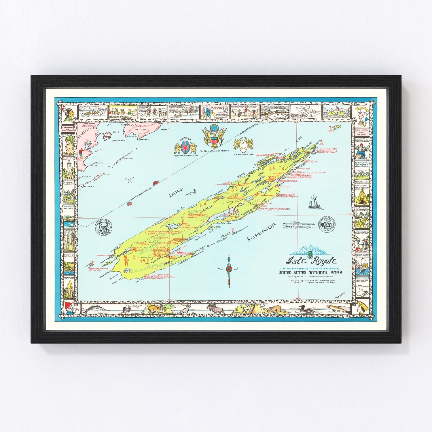 Vintage map of Isle Royale, Keweenaw County, Michigan, 1939