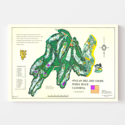 Vintage Map of Spyglass Hill Golf Course Wall Art