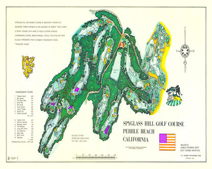 Vintage Map of Spyglass Hill Golf Course Wall Art