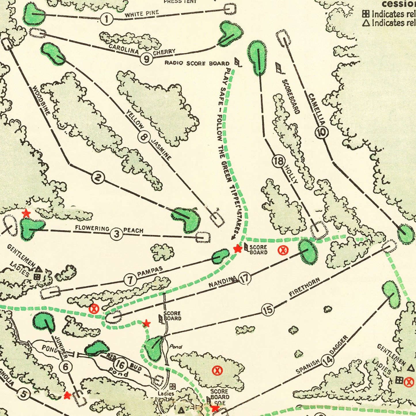 Vintage Map of Augusta National Golf Course, 1954