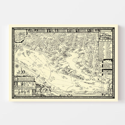 Vintage Map of Toluca Lake Lakeside Golf Course Wall Art