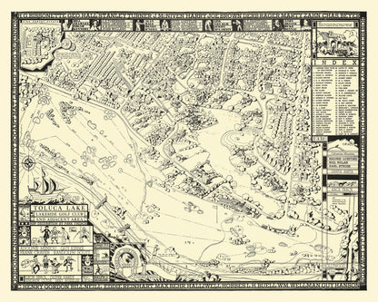 Vintage Map of Toluca Lake Lakeside Golf Course Wall Art