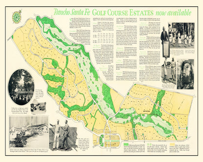Vintage Map of Rancho Santa Fe Golf Course Estates Wall Art