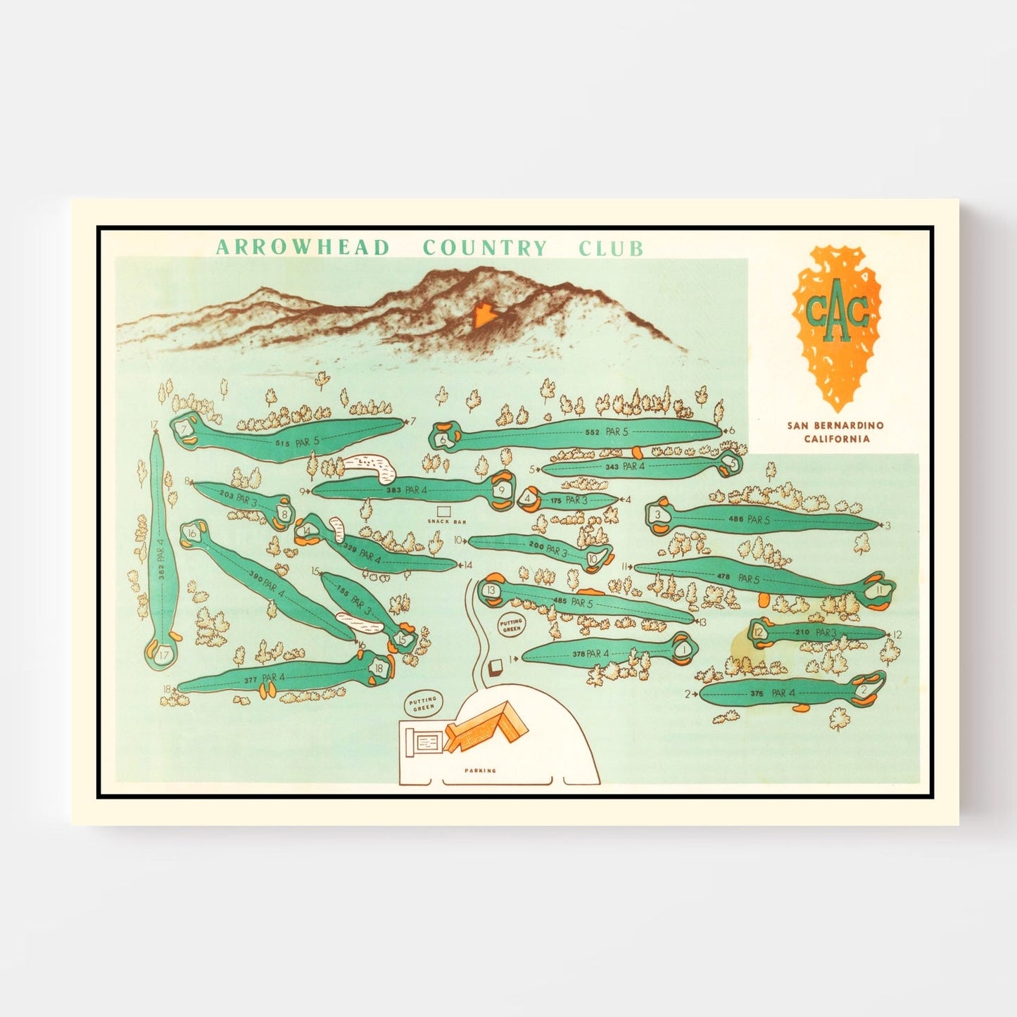 Vintage Map of Arrowhead Country Club, 1960