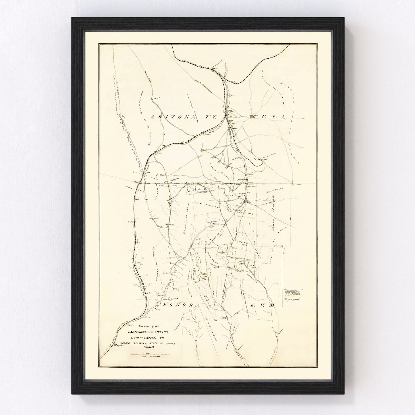 Vintage map of Cochise County, Arizona, 1905