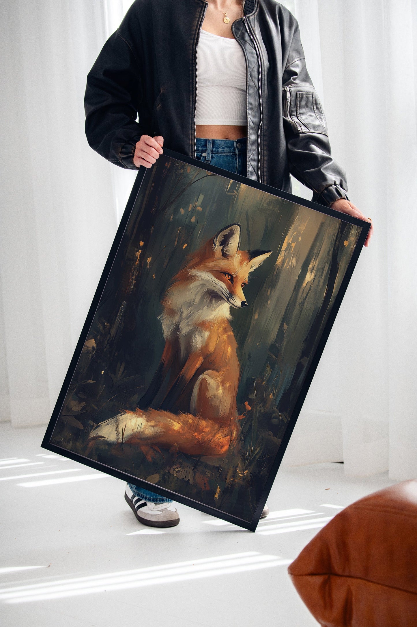 Fox in Mystical Forest Woodland Animal Wall Art Print