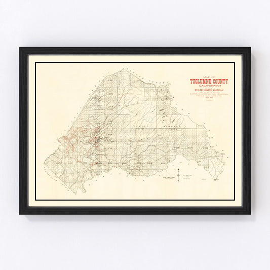 Vintage map of Tuolumne County, California, 1904