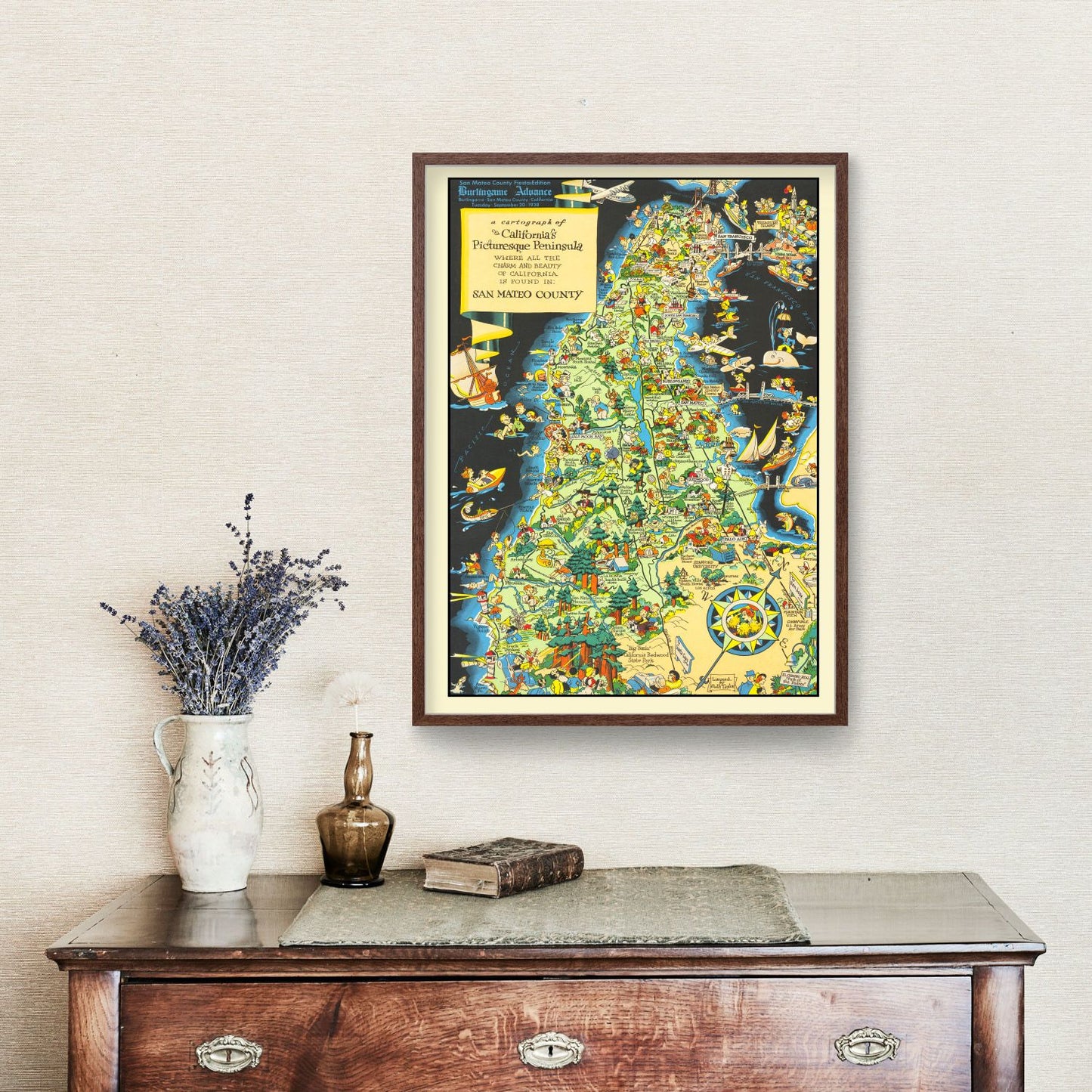 Vintage Map of San Francisco County, California, 1930