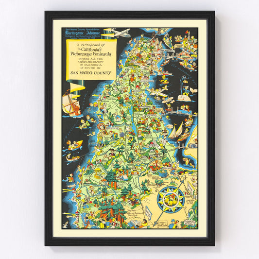 vintage map of San Francisco County, California, 1930