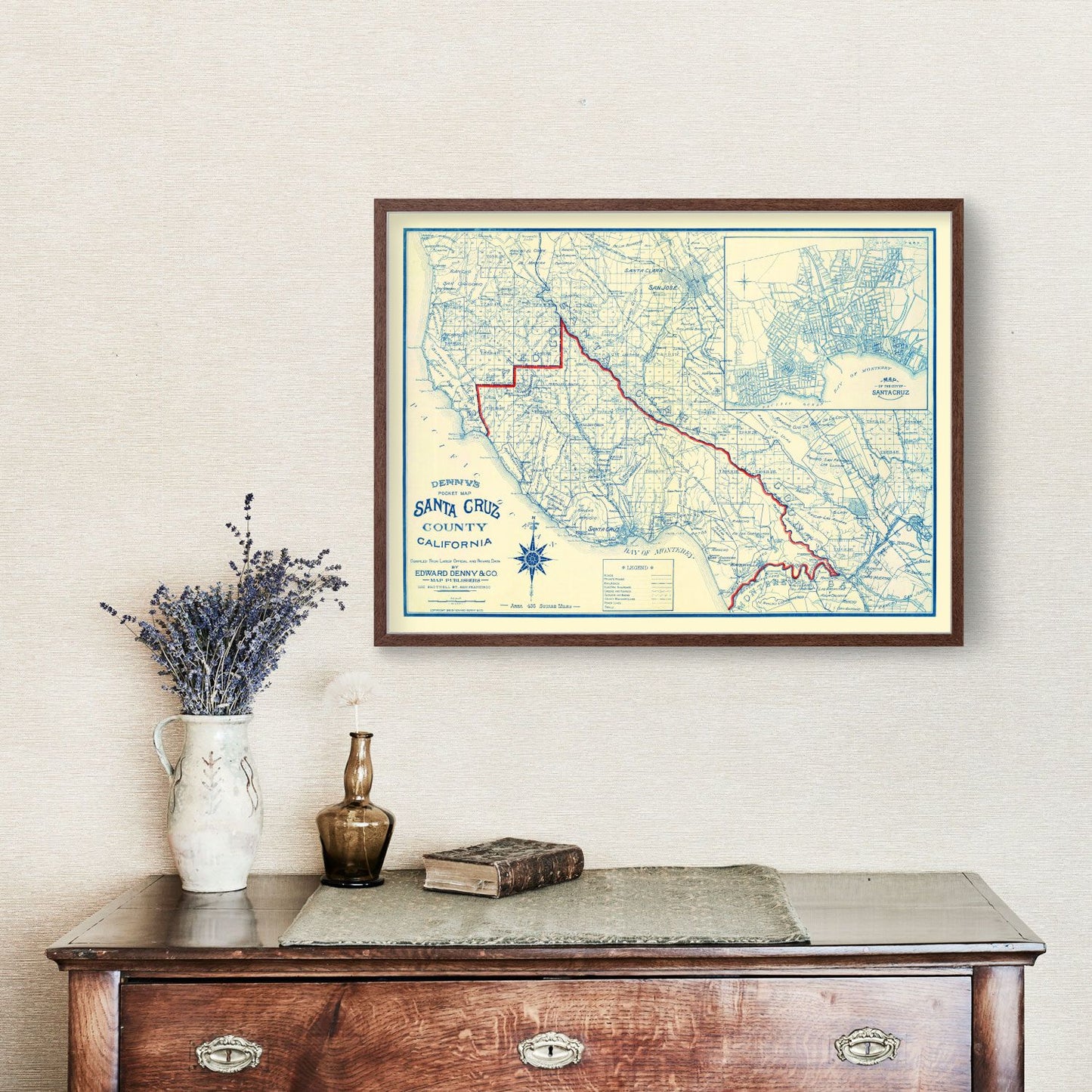 Vintage Map of Santa Cruz County, California, 1916