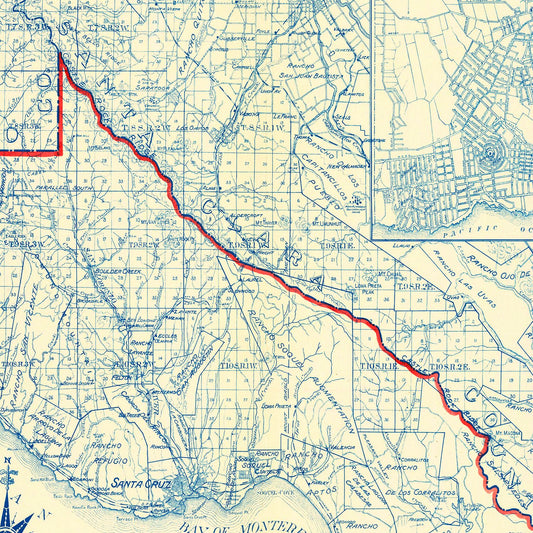 Vintage Map of Santa Cruz County, California, 1916