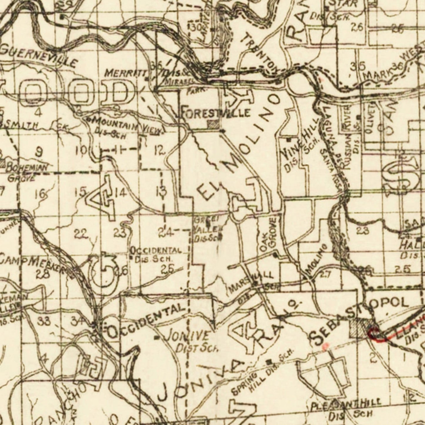 Vintage Map of Sonoma County, California, 1902