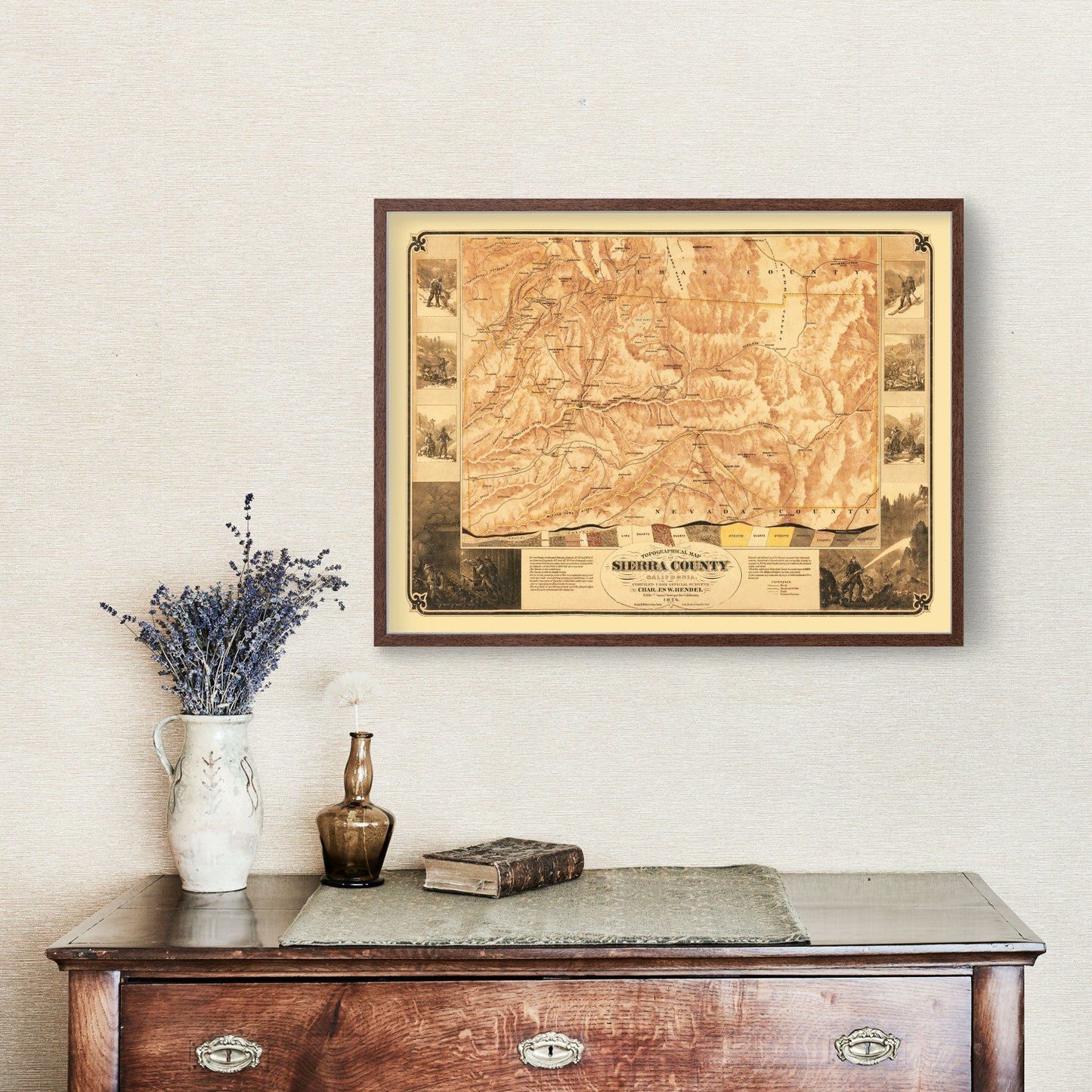 Vintage Map of Sierra County, California, 1874