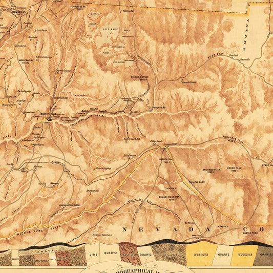 Vintage Map of Sierra County, California, 1874