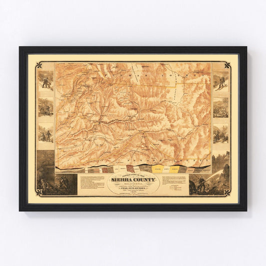vintage map of Sierra County, California, 1874