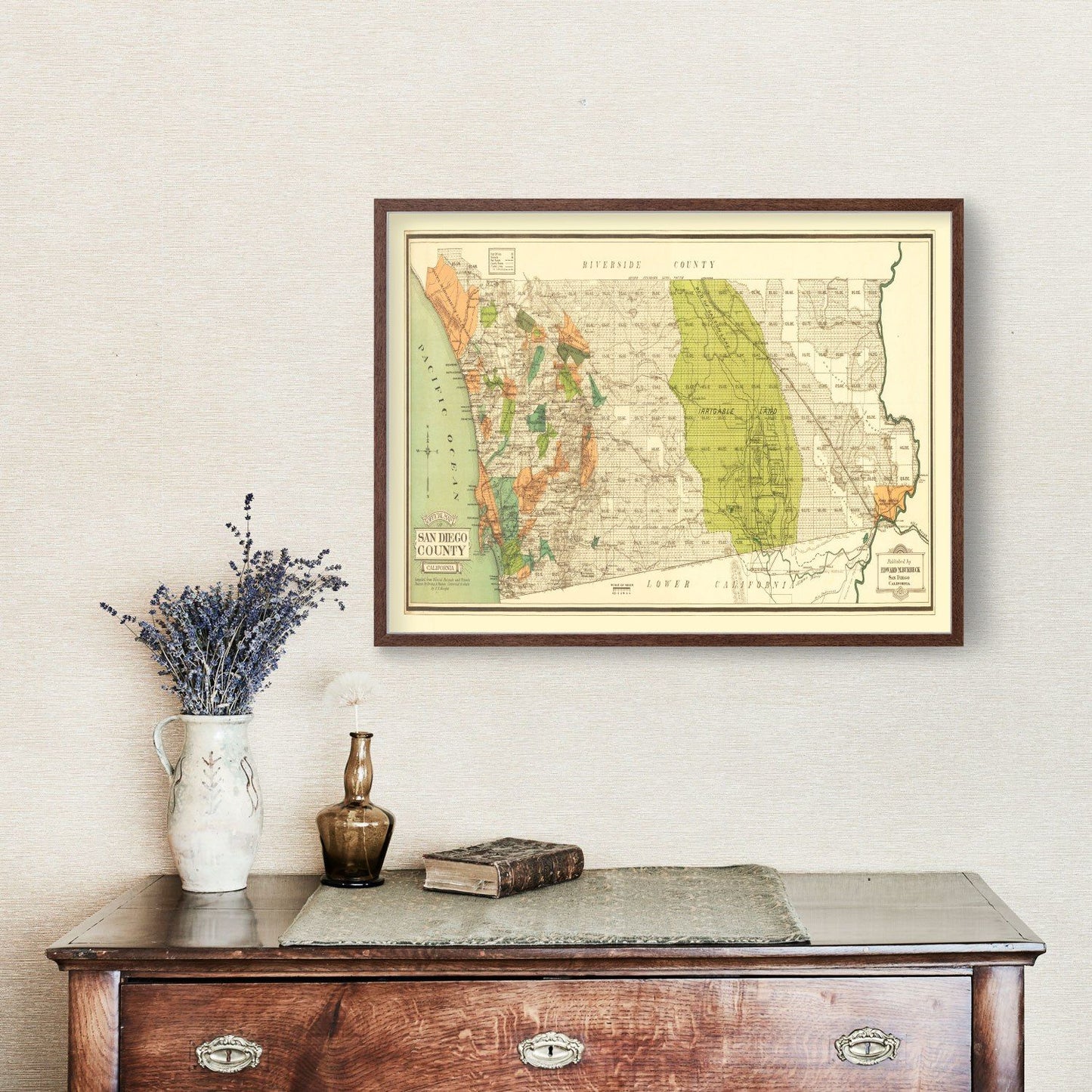 Vintage Map of San Diego County, California, 1900