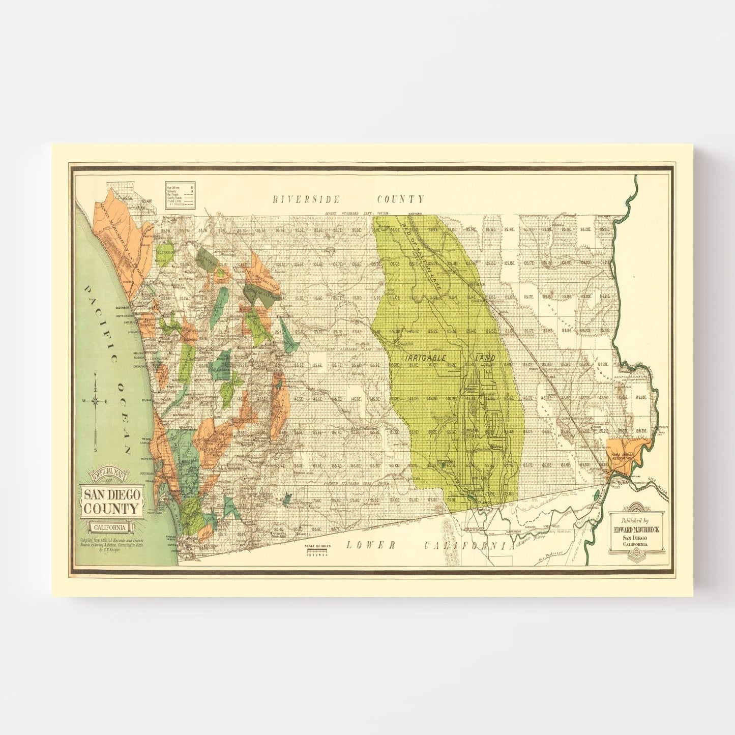 Vintage Map of San Diego County, California, 1900