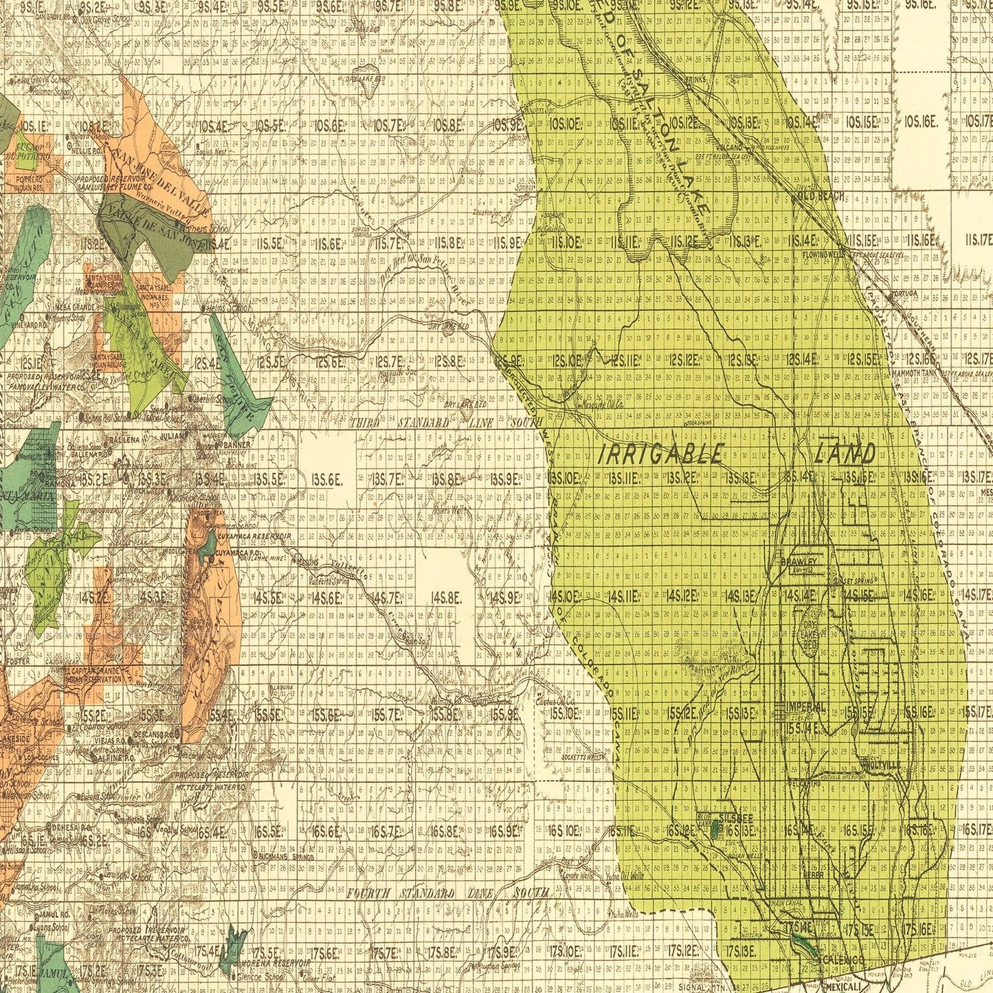 Vintage Map of San Diego County, California, 1900