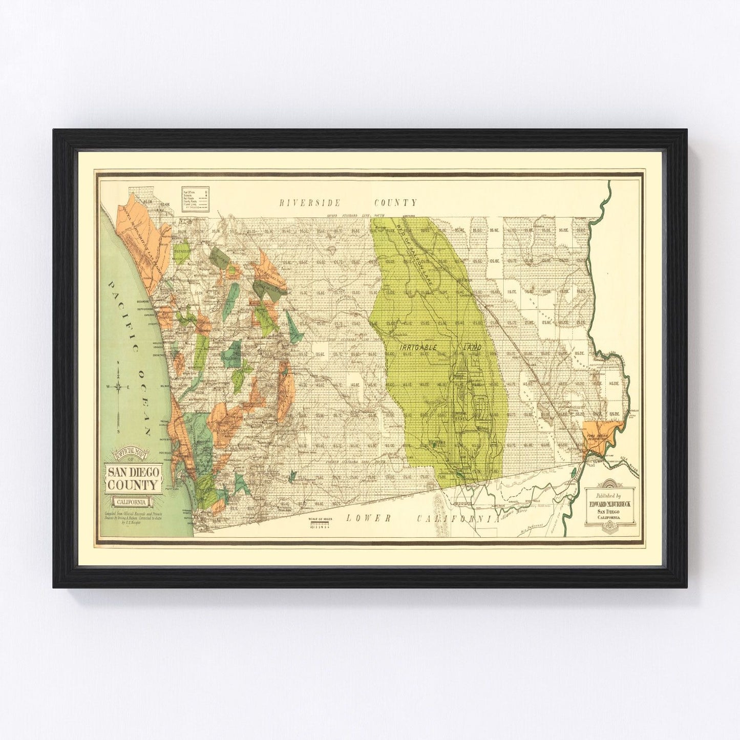 vintage map of San Diego County, California, 1900