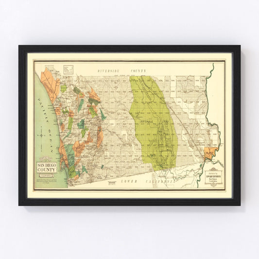vintage map of San Diego County, California, 1900