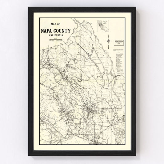 Vintage map of Napa County, California, 1950