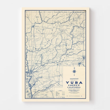 Vintage Map of Yuba County California, 1913