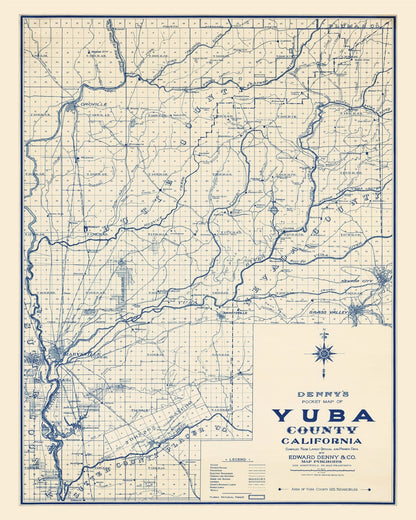 Vintage Map of Yuba County California, 1913
