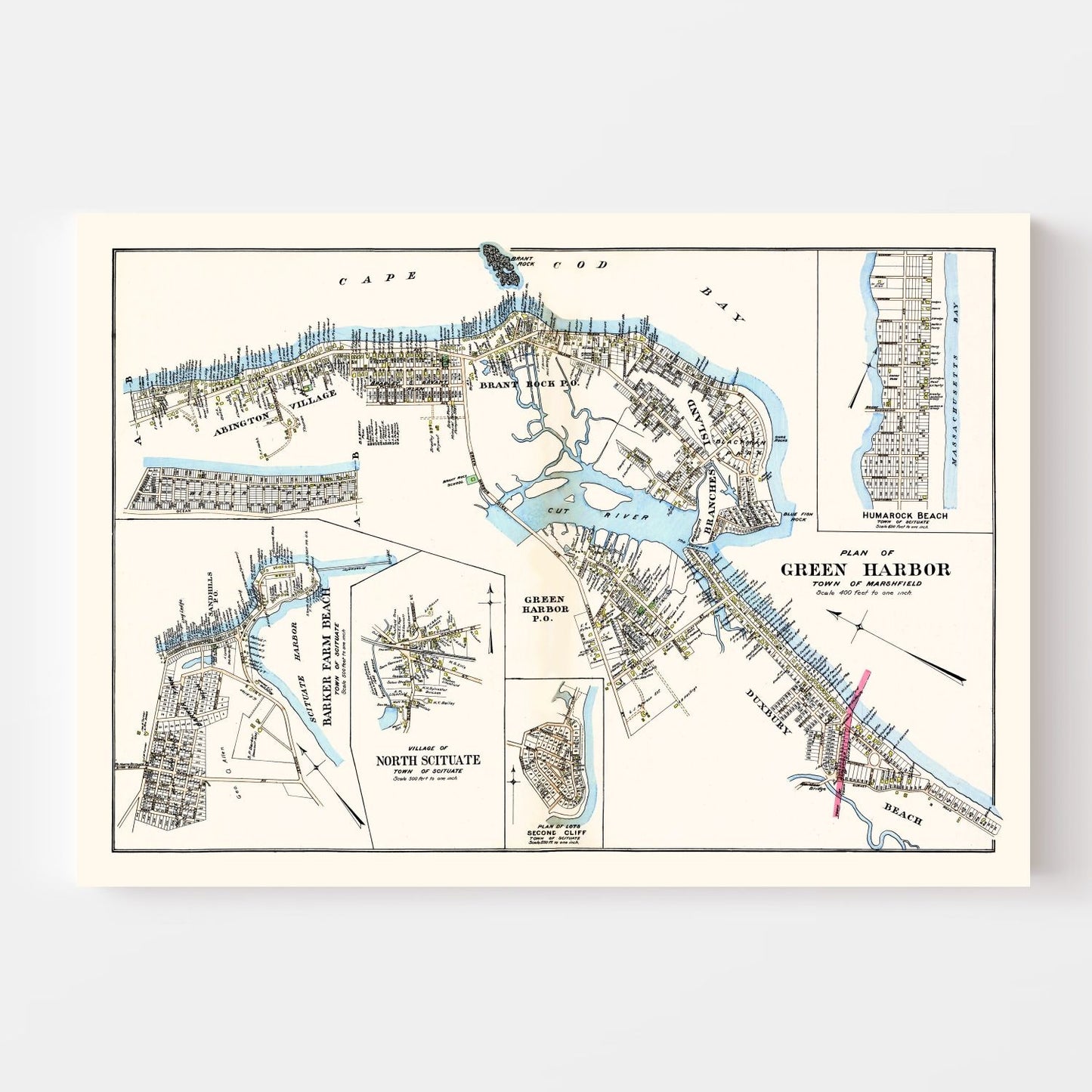 Vintage Map of Green Harbor Town, Massachusetts, 1903
