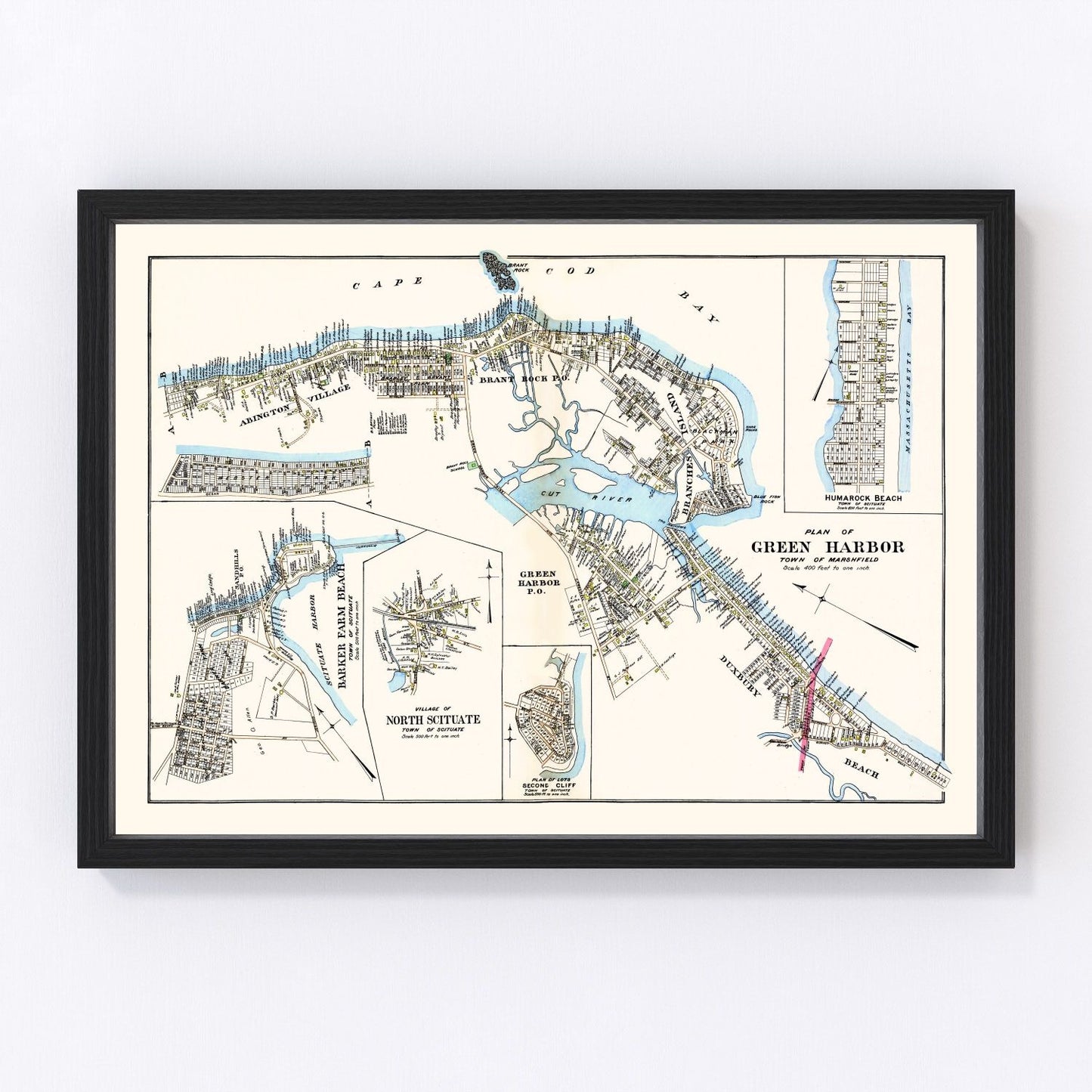 Vintage map of Green Harbor Town, Massachusetts, 1903