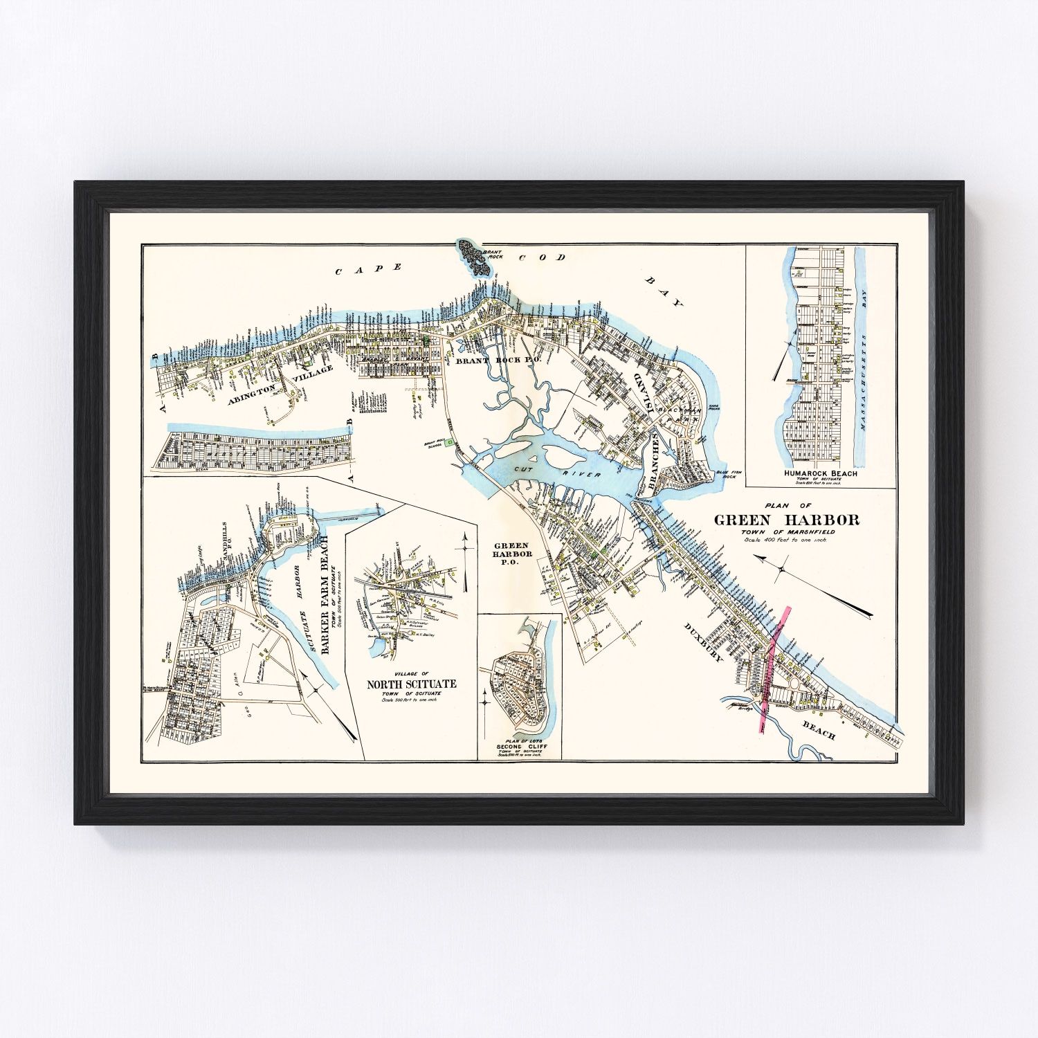 Vintage map of Green Harbor Town, Massachusetts, 1903