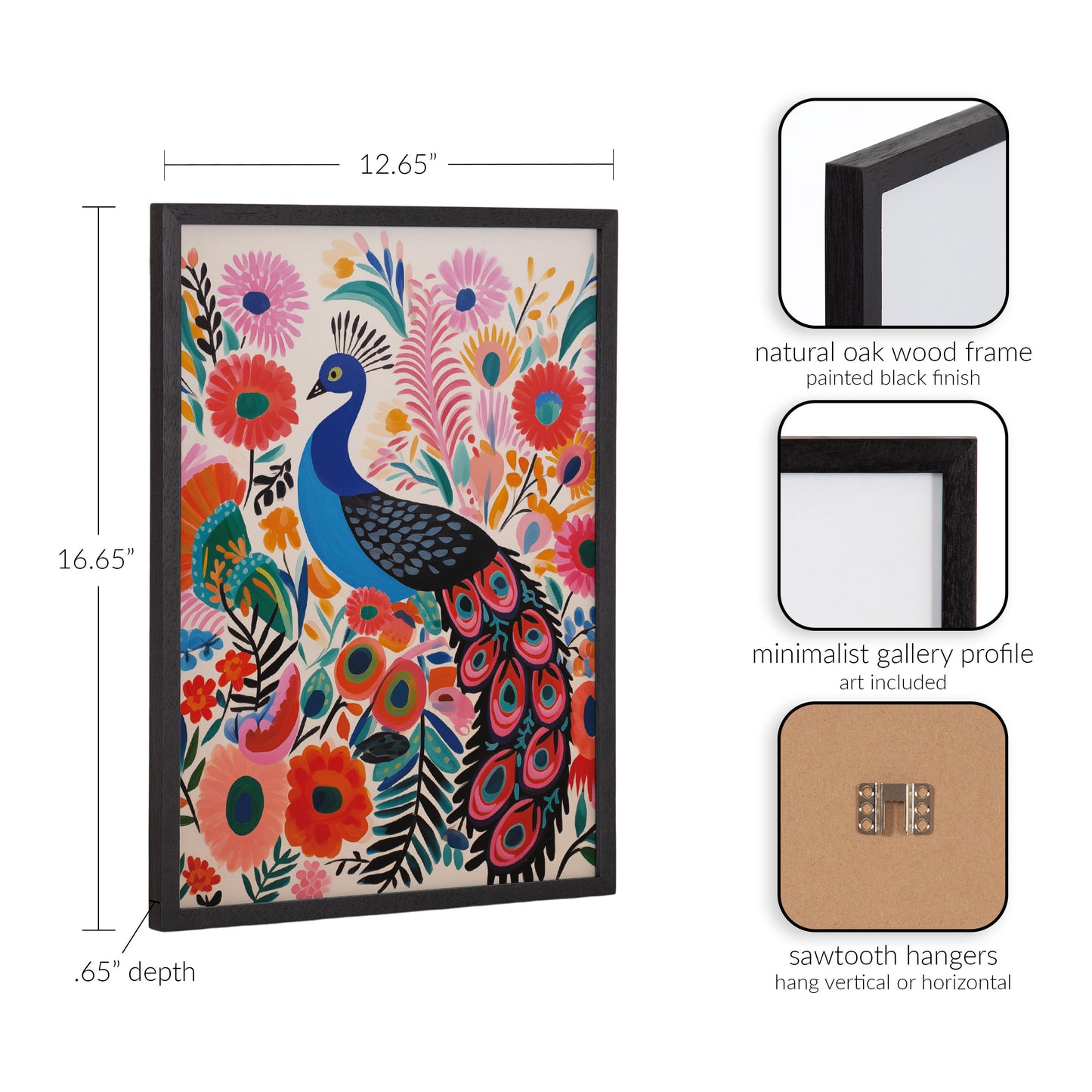 Boho Peacock and Botanicals Framed Wall Art