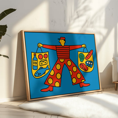 French Grocery Run Whimsical Kitchen Wall Art