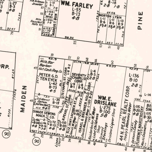 Vintage Map of Albany, NY Business Section, 1947