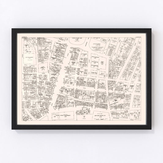 Vintage map of Albany, NY business section, 1947 - restored print