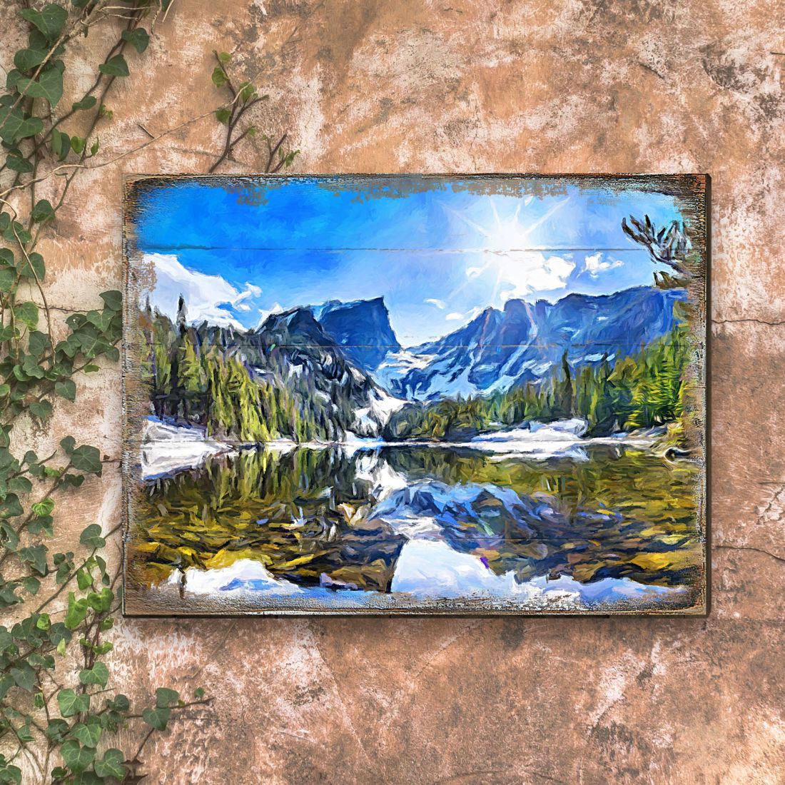 Forest Mountains Wooden Wall Art - Layered Birch Landscape