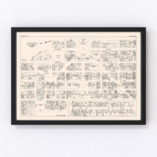 Vintage map of Buffalo NY Business Section, 1947, Erie County