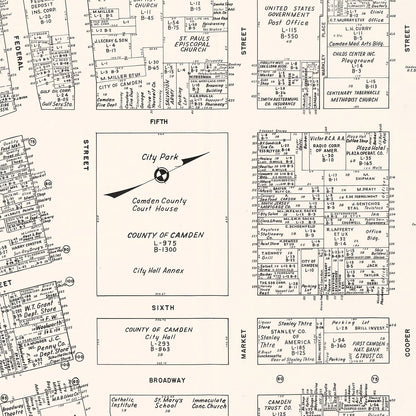 Vintage Map of Camden, NJ Business Section, 1947