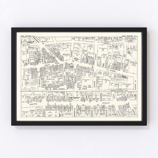 Vintage map of East Orange, New Jersey business section, 1947