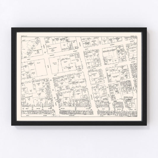 vintage map of Elmira, New York business section, 1947