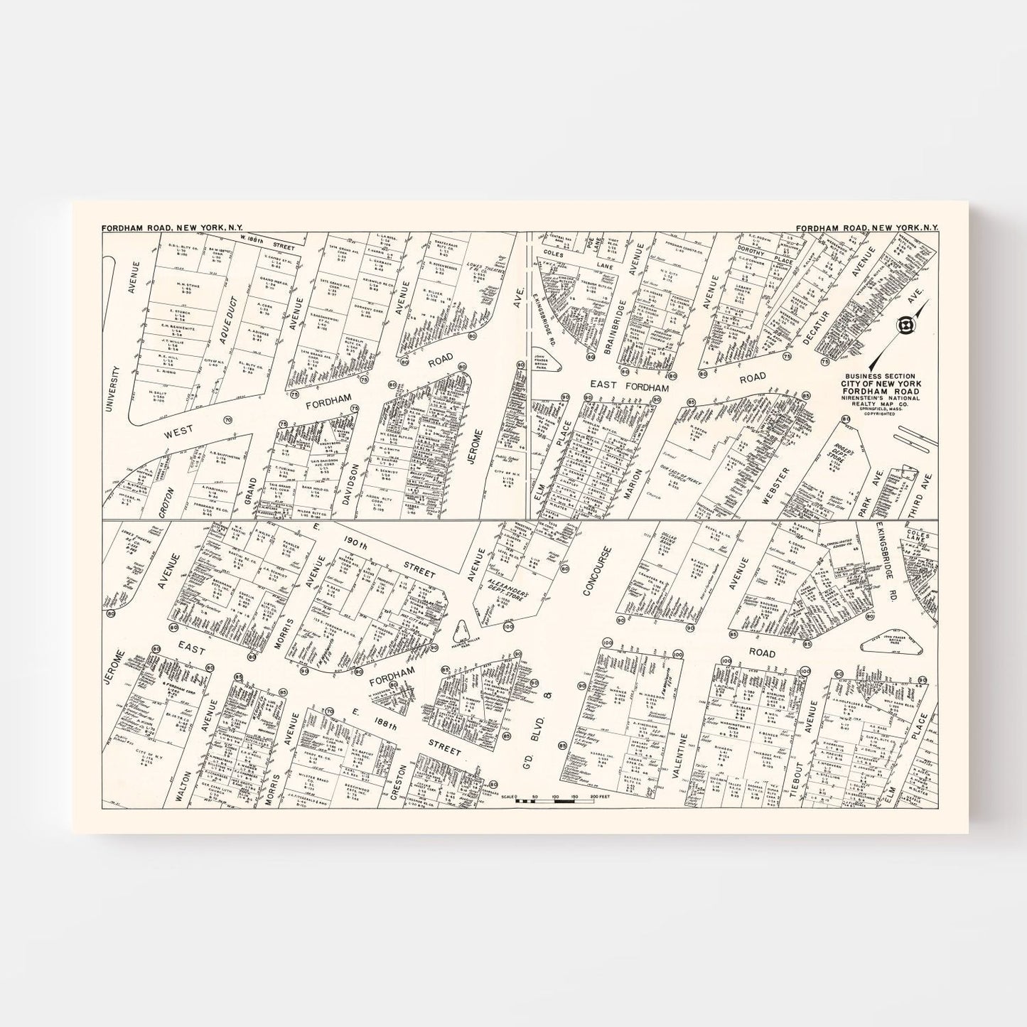 Vintage Map of New York City Business Section, New York, 1947